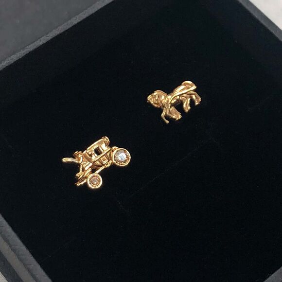 ❤︎ COACH ❤︎ 90715 Demi-Fine Horse And Carriage Stud Earring - Picture 2 of 6